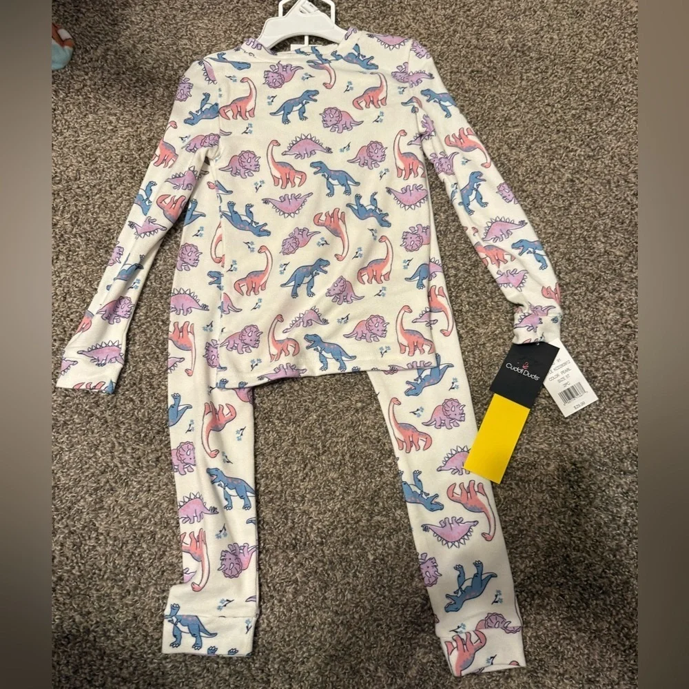 Cuddl Duds Kids Pajama Set with Dinosaur Print